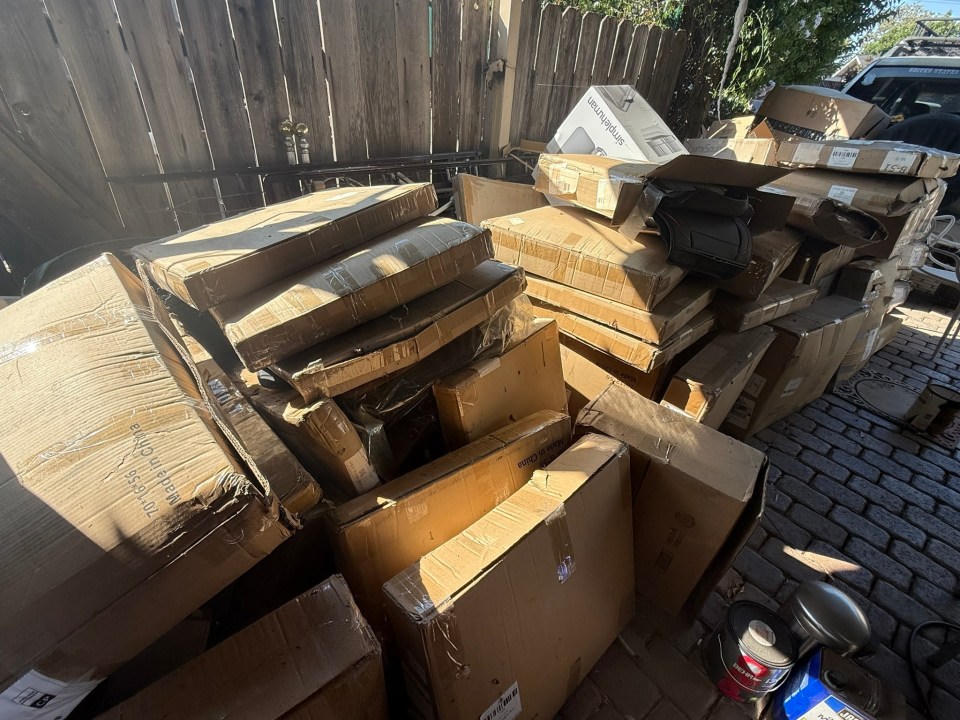 Stack of delivery packages ready for transport
